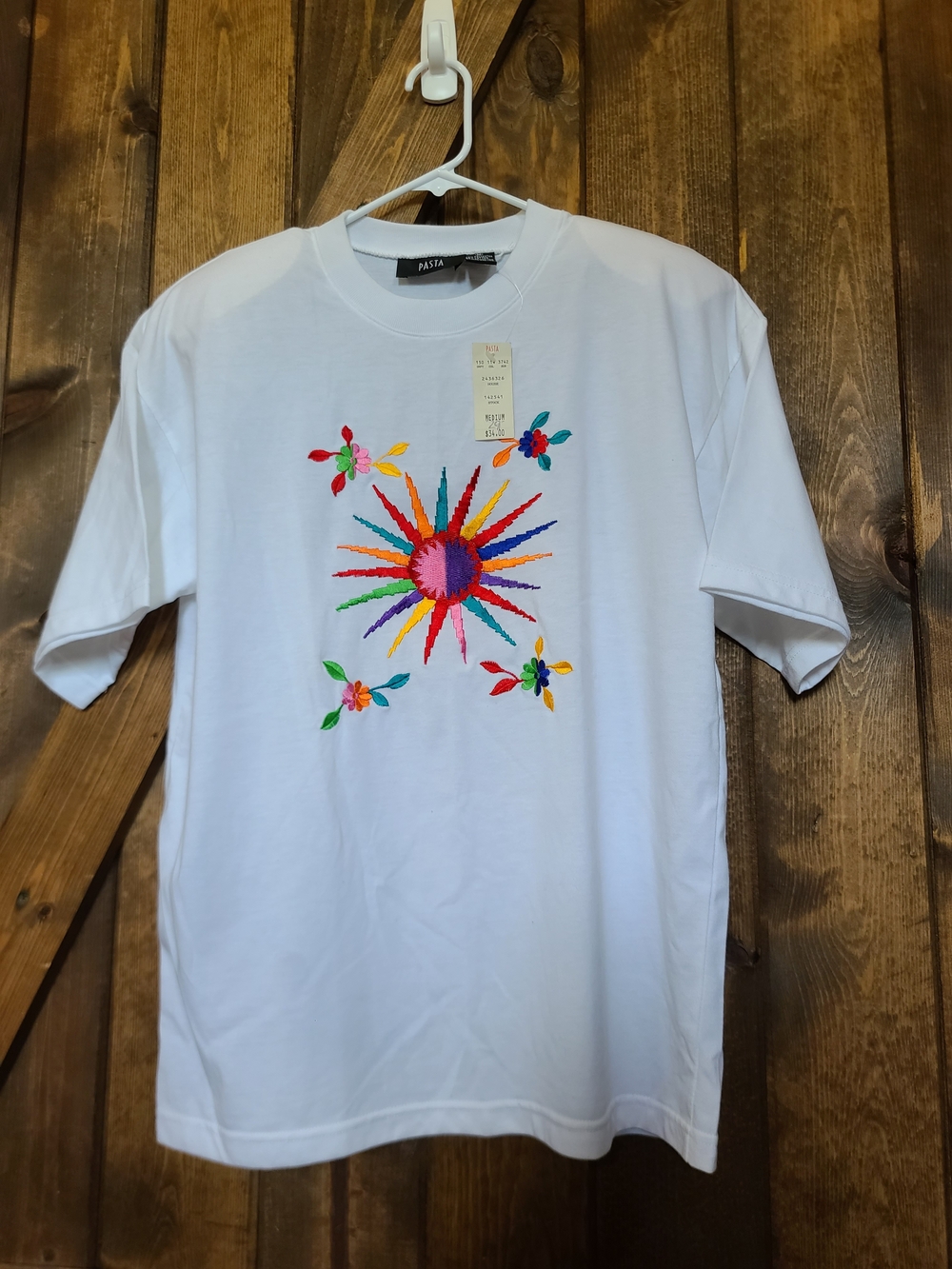 Vintage PASTA Embroidered Sun Tee Deadstock NWT Women's M 80s/ 90s Shoulder Pads